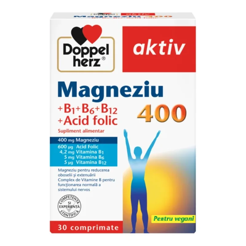 Magneziu 400+B1+B6+B12+Acid Folic, 30 comprimate DOPPELHERZ — preț și oferte