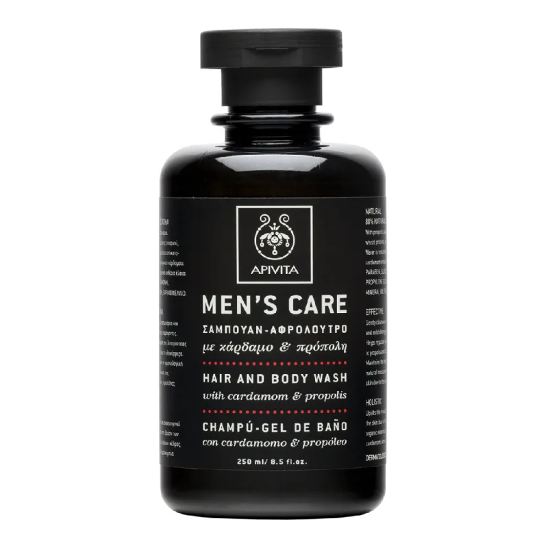 Gel de spalare corp si par pentru barbati, 250 ml, Apivita — preț și oferte