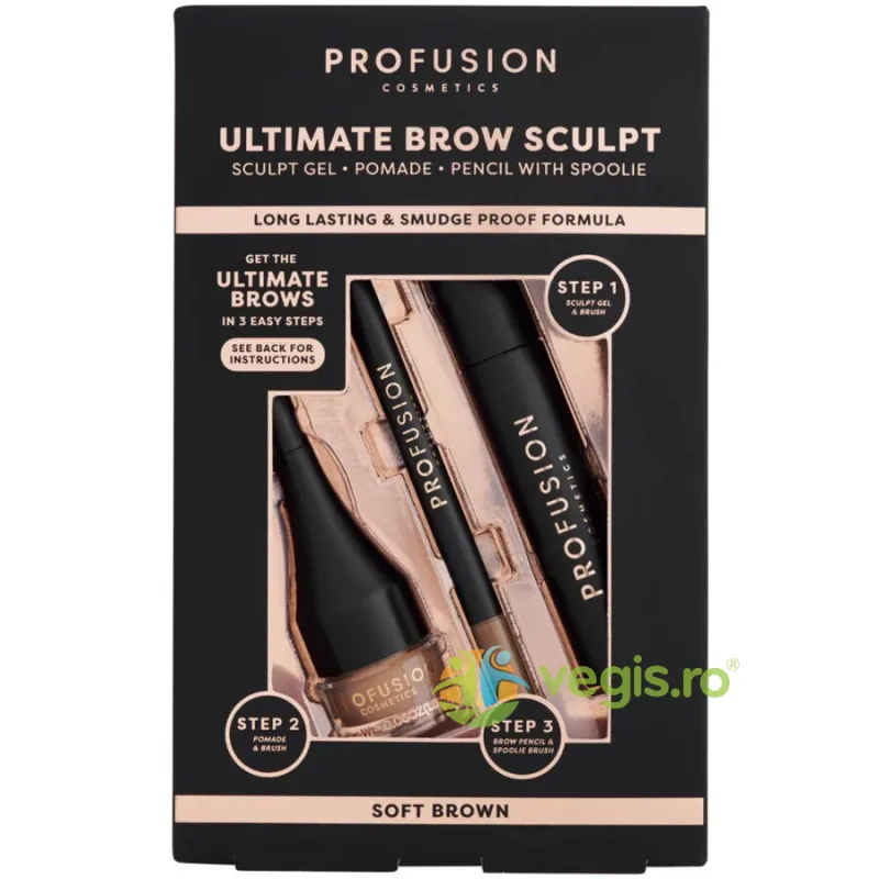 Kit pentru Sculptarea Sprancenelor Ultimate Brow Sculpt Soft Brown PROFUSION COSMETICS — preț și oferte