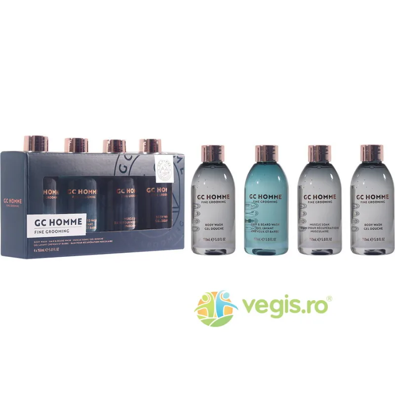 Set Cadou pentru Barbati Bathing Line Up Fine Grooming (Gel de Dus, Sampon pentru Par si Barba, Spuma de Baie pentru Relaxarea Muschilor) THE LUXURY BATHING COMPANY — preț și oferte