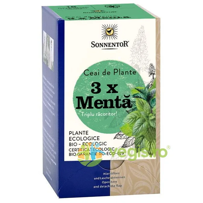Ceai 3 x Menta Ecologic/Bio 18dz SONNENTOR — preț și oferte