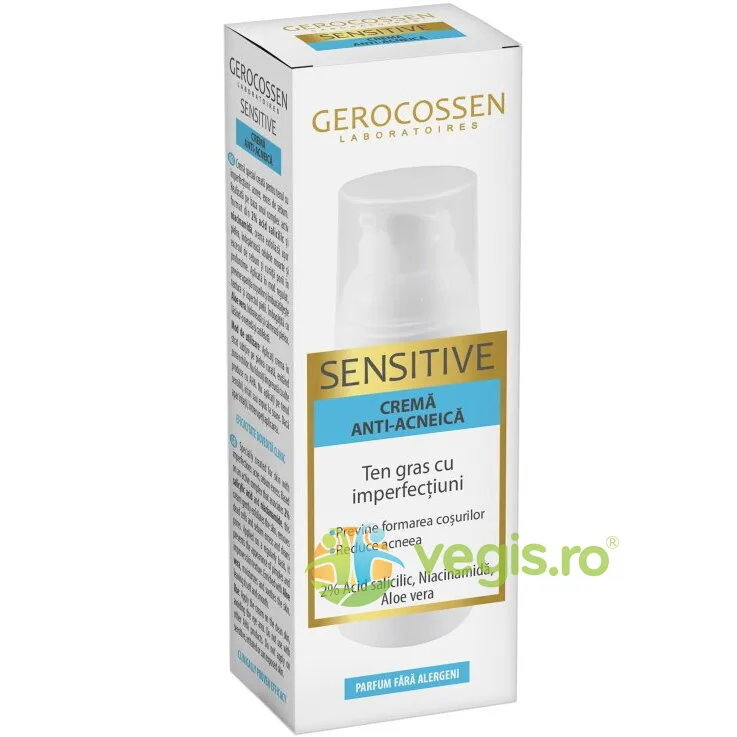 Crema Antiacneica pentru Ten Gras cu 2% Acid Salicilic, Niacinamida si Aloe Vera Sensitive 50ml — preț și oferte
