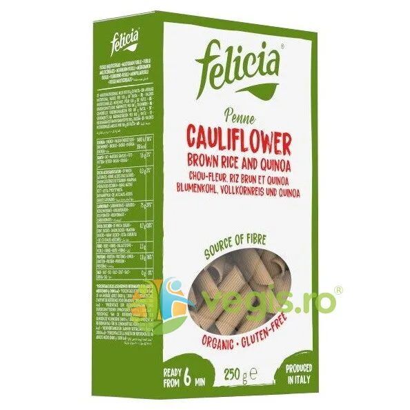 Penne din Orez Brun si Quinoa cu Conopida fara Gluten Ecologice/Bio 250g FELICIA — preț și oferte
