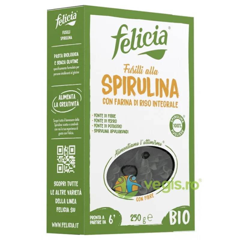 Fusilli din Orez Integral cu Spirulina fara Gluten Ecologice/Bio 250g FELICIA — preț și oferte