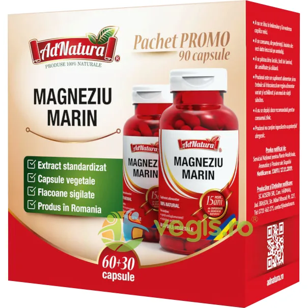 Pachet Magneziu Marin 60cps + 30cps ADNATURA — preț și oferte