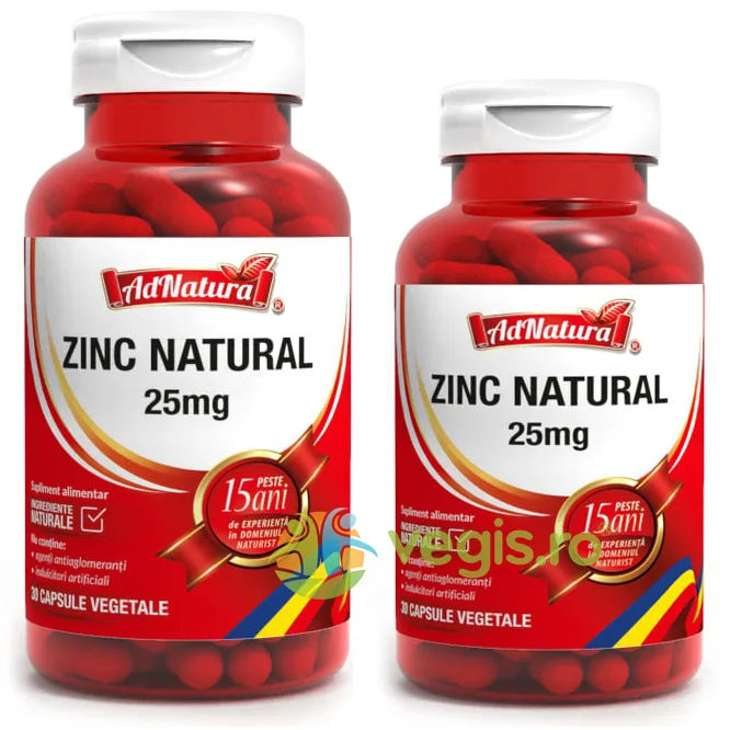Pachet Zinc Natural 25mg 60cps+30cps ADNATURA — preț și oferte