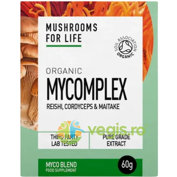 Organic Mycomplex Reishi + Cordyceps + Maitake 1000mg Ecologic/Bio 60g MUSHROOMSFORLIFE — preț și oferte