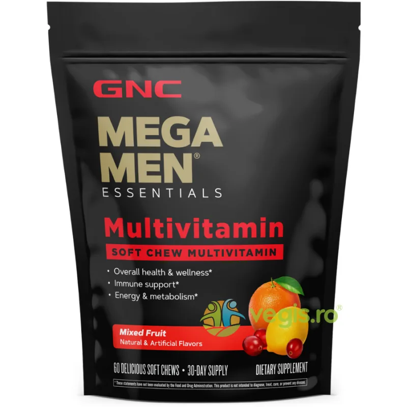 Complex de Multivitamine pentru Barbati cu Gust de Fructe Asortate Mega Men Essentials 60 caramele GNC — preț și oferte