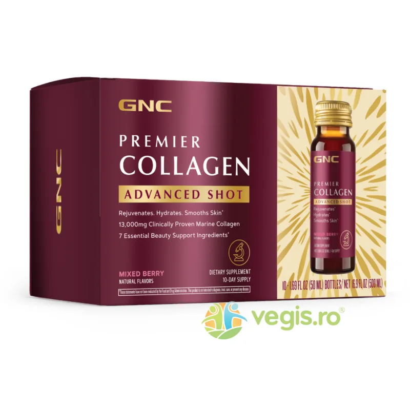 Premier Collagen - Formula de Peptide de Colagen Marin Lichid Hidrolizat cu Aroma de Fructe de Padure 10x15ml GNC — preț și oferte
