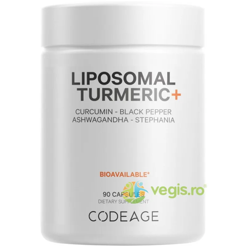 Turmeric Lipozomal Fermentat + Piper Negru + Curcumin + Ghimbir 90cps CODEAGE — preț și oferte
