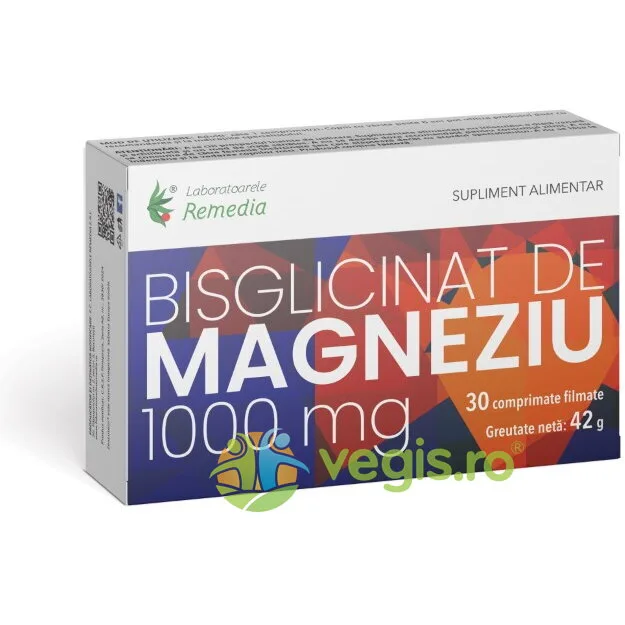 Bisglicinat de Magneziu 1000mg 30cpr REMEDIA — preț și oferte