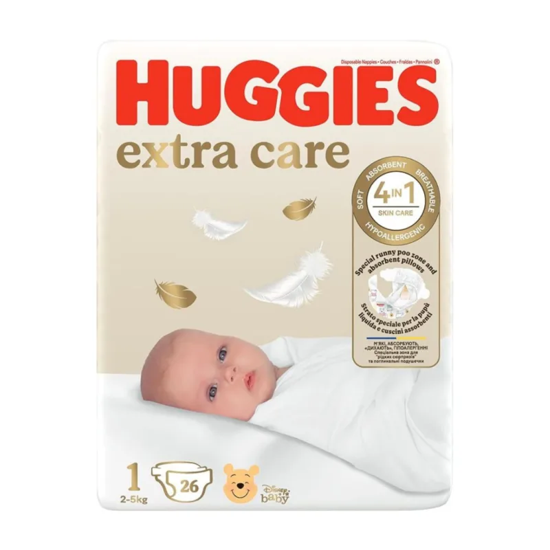 Scutece Extra Care Convi, Nr.1, 2-5 kg, 26 bucati, Huggies — preț și oferte