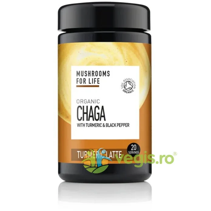 Chaga Turmeric Latte Pure Grade Extract Ecologic/Bio 120g MUSHROOMSFORLIFE — preț și oferte