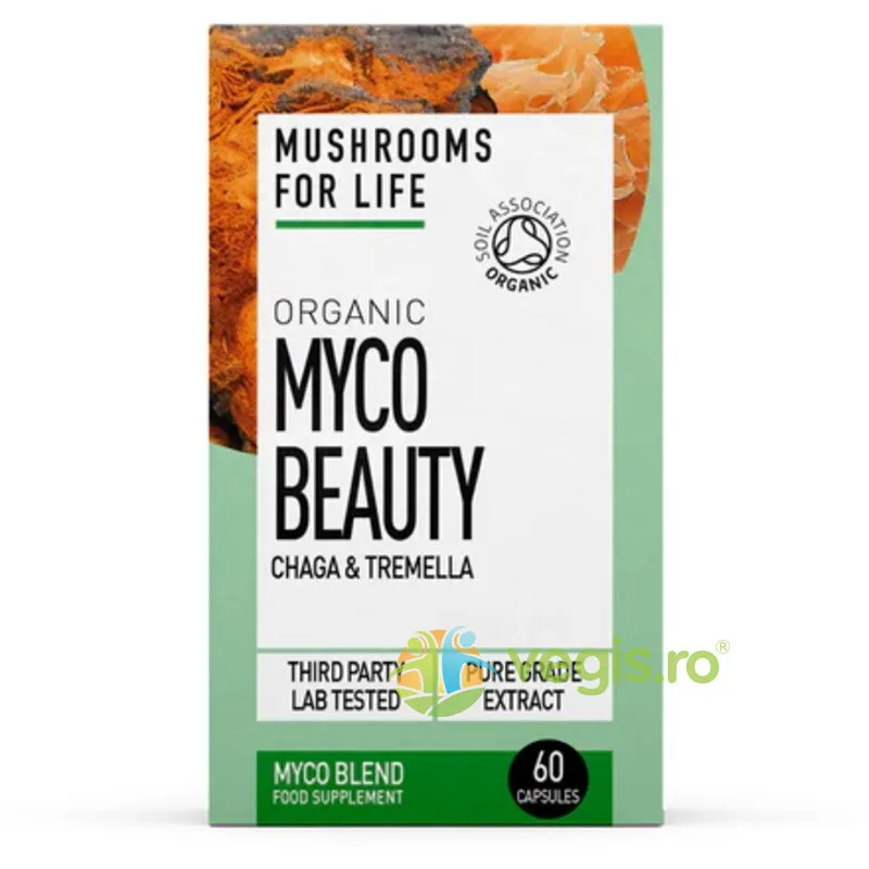 Myco Beauty Chaga si Tremella 800mg Pure Grade Extracts Ecologic/Bio 60cps MUSHROOMSFORLIFE — preț și oferte