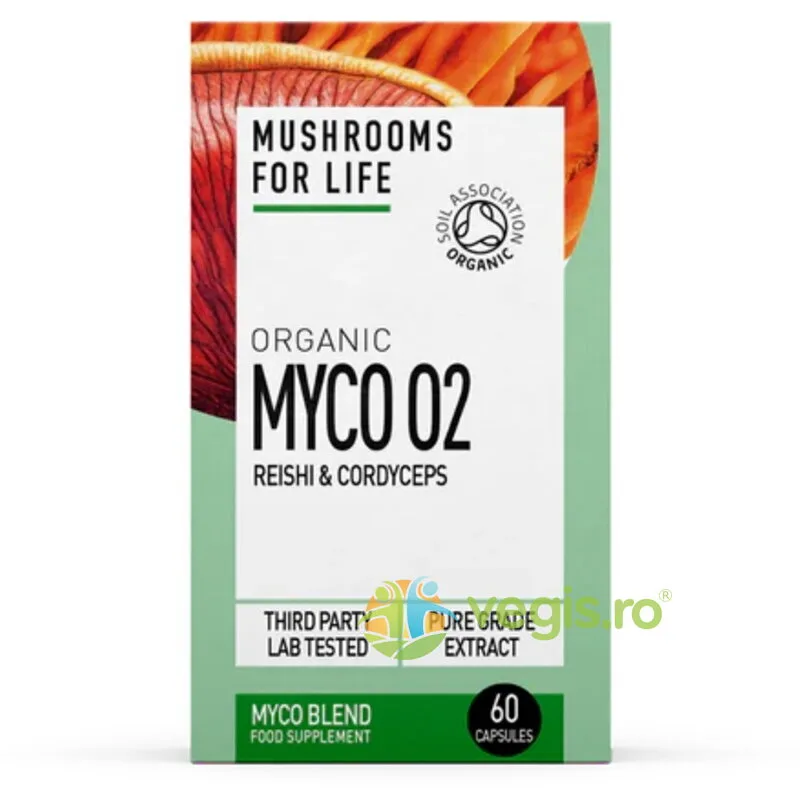 Myco O2 Reishi si Cordyceps 800mg Pure Grade Extracts Ecologic/Bio 60cps MUSHROOMSFORLIFE — preț și oferte