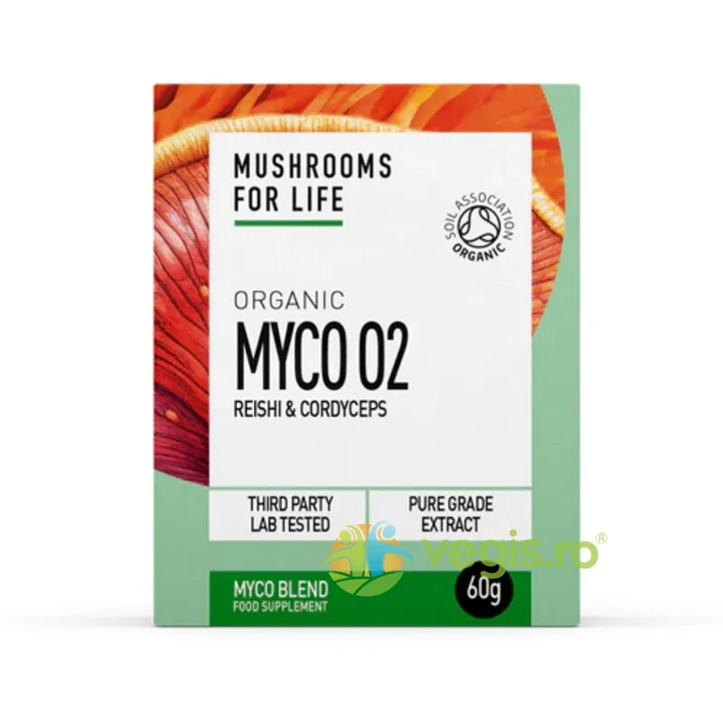 Pulbere Myco O2 Reishi si Cordyceps 1000mg Pure Grade Extracts Ecologica/Bio 60g MUSHROOMSFORLIFE — preț și oferte