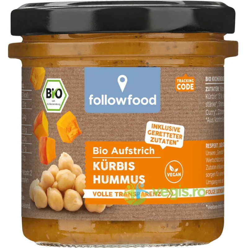 Hummus cu Dovleac si Morcovi Ecologic/Bio 135g FOLLOWFISH — preț și oferte