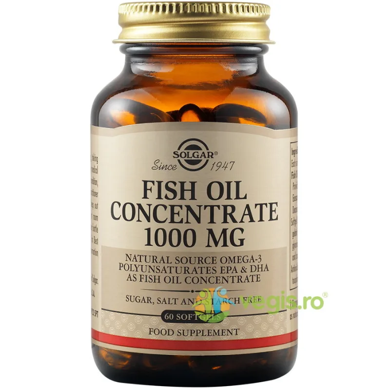 Fish Oil Concentrate (Ulei de Peste Concentrat) 1000mg 60cps moi SOLGAR — preț și oferte