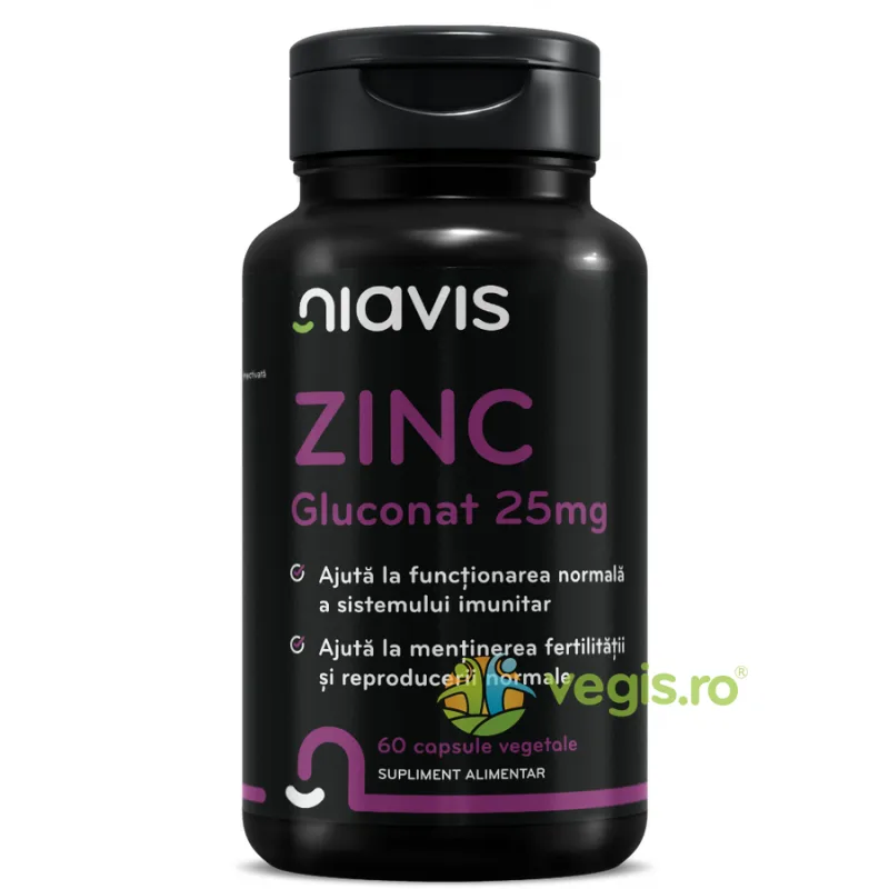 Zinc Gluconat 25mg 60cps NIAVIS — preț și oferte