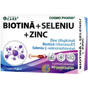 Biotina 1000 mcg, Seleniu si Zinc 30 cps vegetale