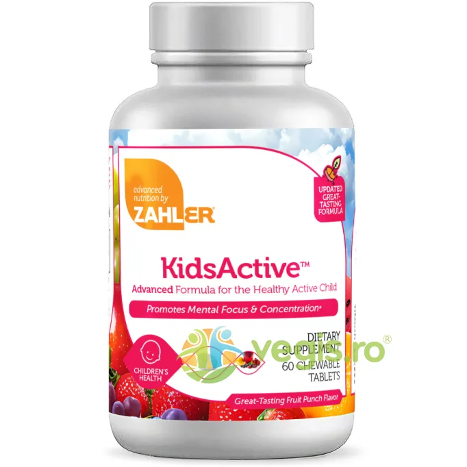 Formula pentru Imbunatatirea Capacitatii de Concentrare si Atentie a Copiilor cu Aroma de Punch de Fructe Zahler Kidsactive 60tb ADVANCED&nbsp;NUTRITION&nbsp;BY&nbsp;ZAHLER — preț și oferte