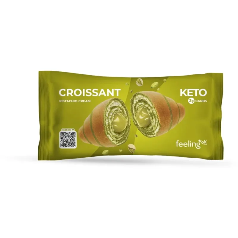 Croissant Proteic cu Fistic Low-Carb fara Zahar Adaugat 50g FEELINGOK — preț și oferte