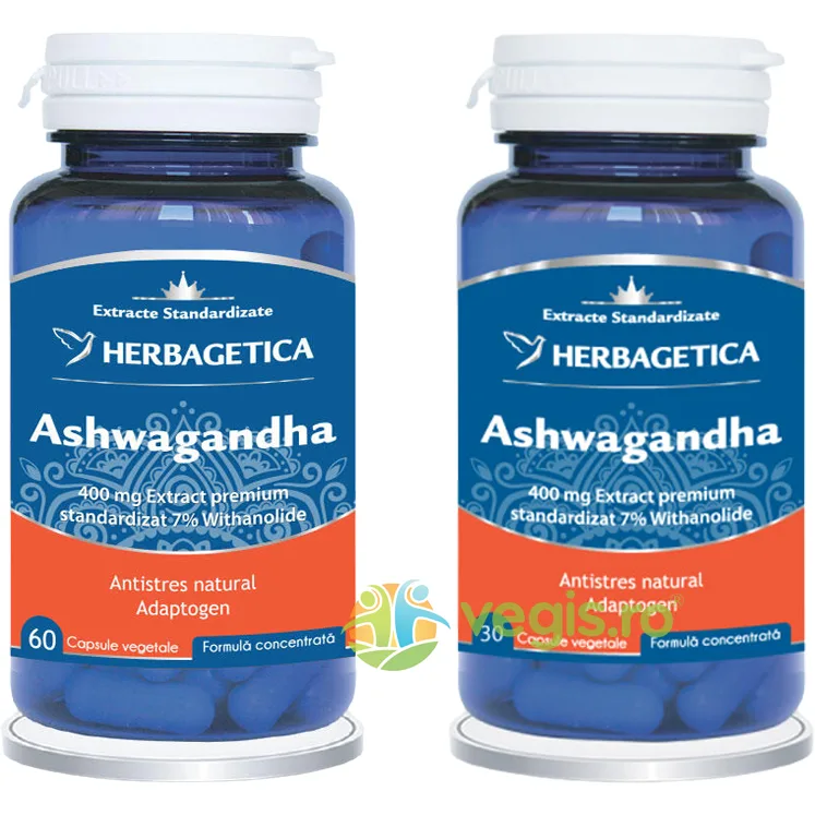 Pachet Ashwagandha 60cps+30cps HERBAGETICA — preț și oferte