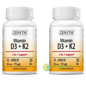 Pachet Vitamina D3 + K2 30cps+30cps