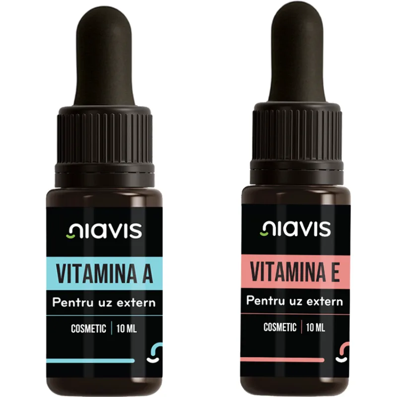 Pachet Vitamina E 10ml + Vitamina A pentru Uz Cosmetic 10ml NIAVIS — preț și oferte