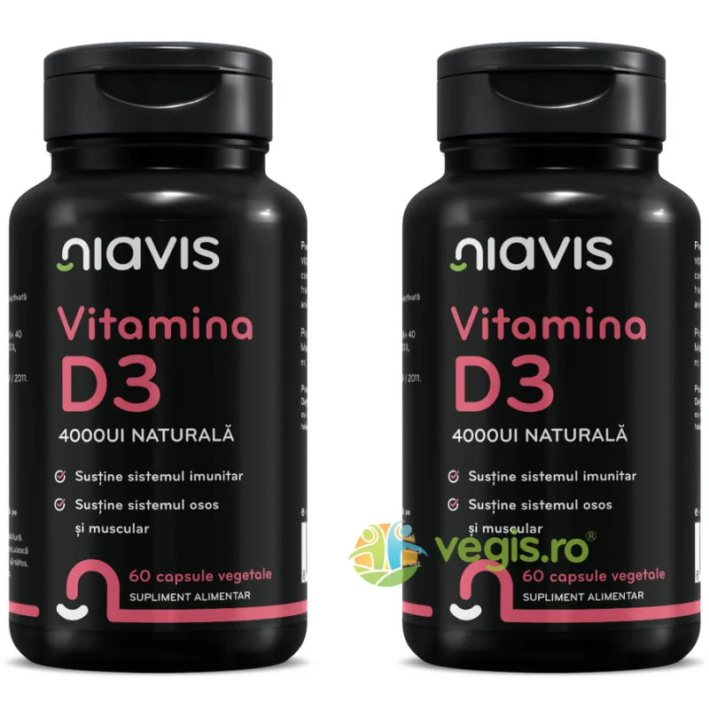 Pachet Vitamina D3 Naturala 4000ui 60cps+60cps NIAVIS — preț și oferte