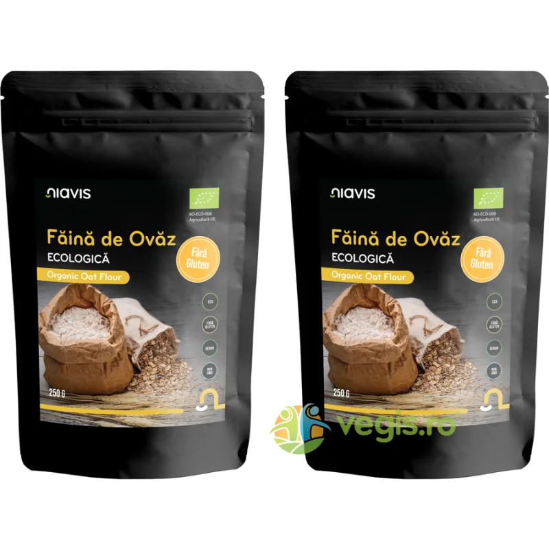Pachet Faina de Ovaz fara Gluten Ecologica/Bio 250g+250g NIAVIS — preț și oferte