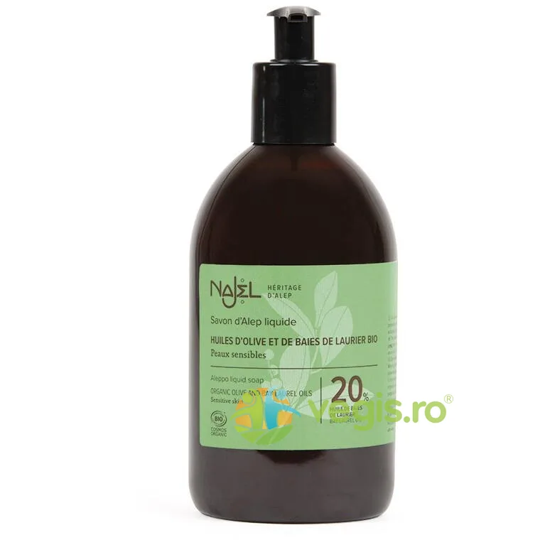 Sapun de Alep Lichid cu 20% Ulei de Dafin Ecologic/Bio 500ml NAJEL — preț și oferte
