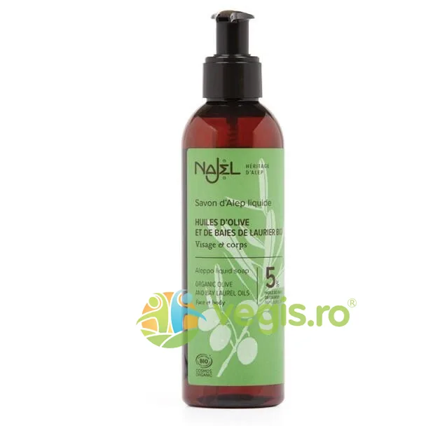 Sapun de Alep Lichid cu Ulei de Dafin Bio 200ml NAJEL — preț și oferte