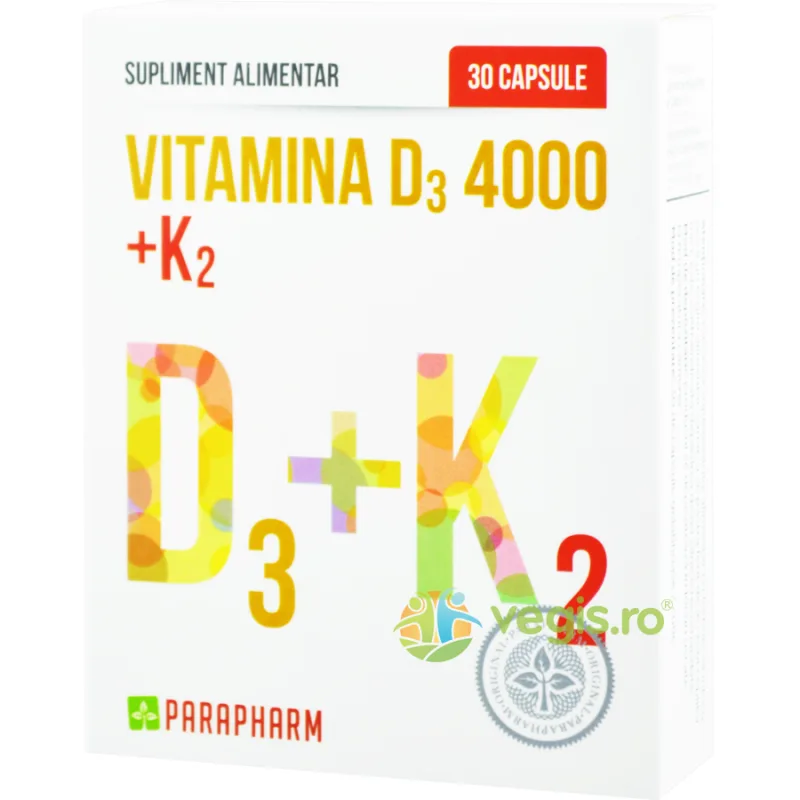 Vitamina D3 4000 + K2 30cps moi Quantum Parapharm — preț și oferte