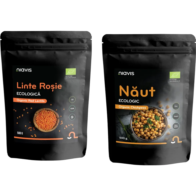 Pachet Linte Rosie Ecologica/Bio 500g + Naut Ecologic/Bio 500g NIAVIS — preț și oferte