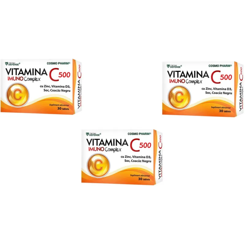Pachet Vitamina C Imuno Complex 500mg 3x30tb COSMO PHARM — preț și oferte