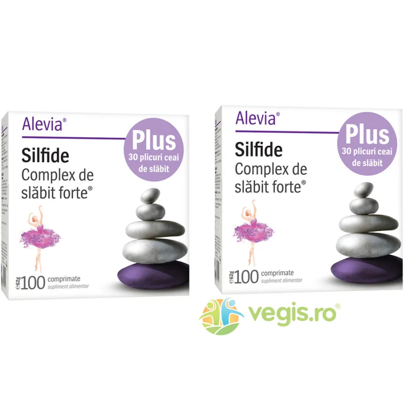 Pachet Silfide: 2 x Complex de Slabit Forte 100cpr + Ceai de Slabit 30 plicuri ALEVIA — preț și oferte