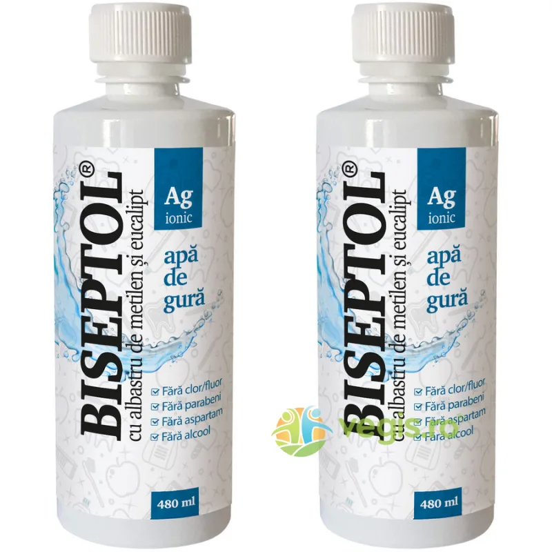 Pachet BiSeptol Apa de Gura cu Albastru de Metilen si Eucalipt 480ml+480ml DACIA PLANT — preț și oferte