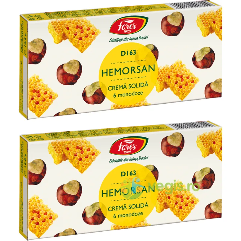 Pachet Hemorsan Crema Solida (D163): 2 x 6 monodoze FARES — preț și oferte