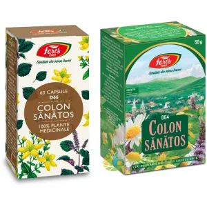 Pachet Colon Sanatos (D66) 63cps + Ceai Colon Sanatos D64 50g