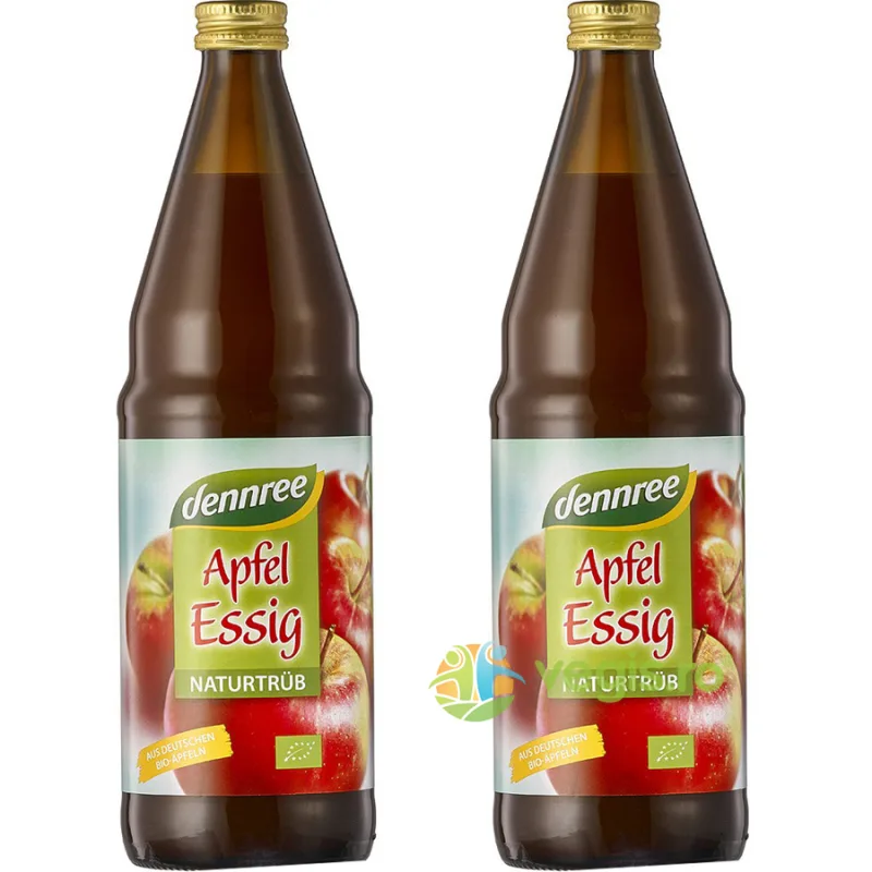 Pachet Otet de Mere Nefiltrat Ecologic/Bio 750ml+750ml Dennree — preț și oferte