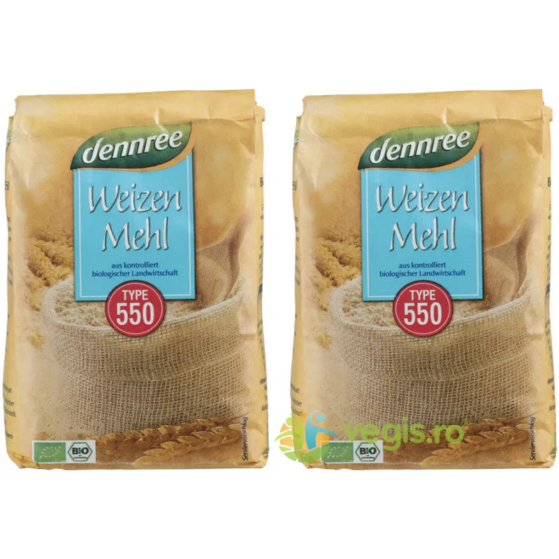 Pachet Faina Alba de Grau tip 550 Ecologica/Bio 1kg+1kg Dennree — preț și oferte