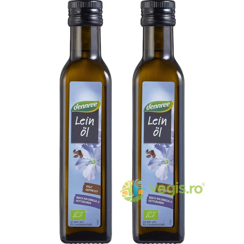 Pachet Ulei de In Virgin Presat la Rece Ecologic/Bio 250ml+250ml Dennree — preț și oferte