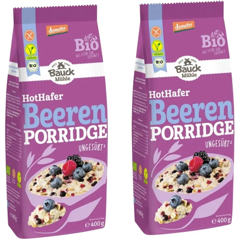 Pachet Terci de Ovaz cu Fructe de Padure fara Gluten Ecologic/Bio 400g+400g BAUCKHOF — preț și oferte