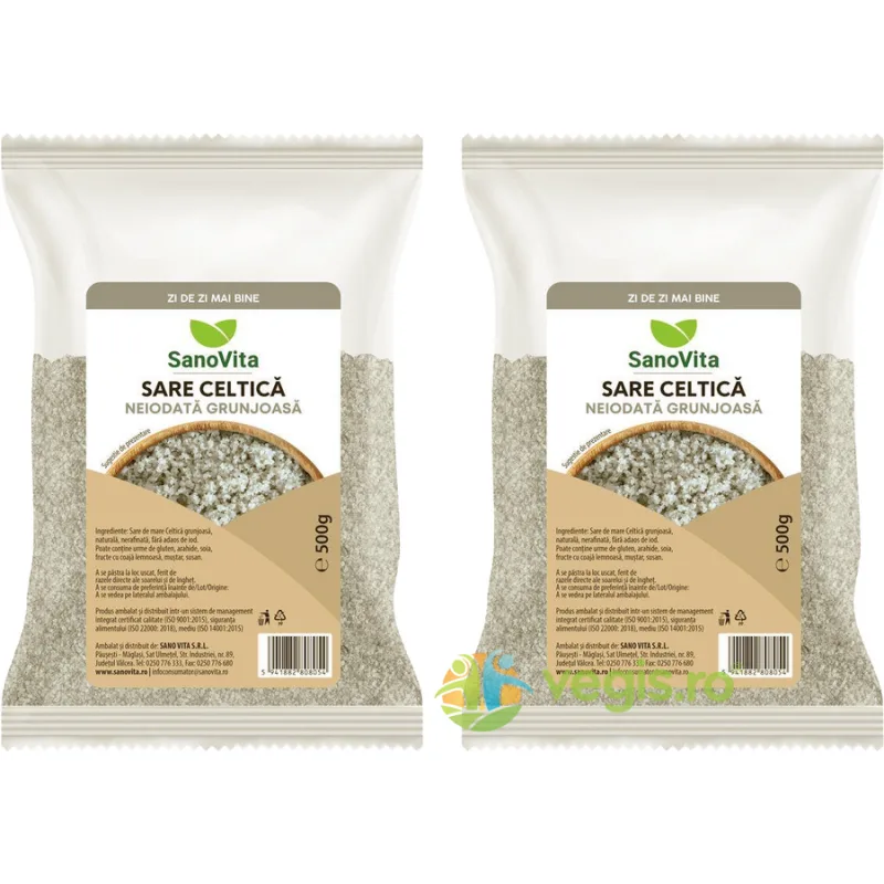 Pachet Sare Celtica Grunjoasa 500g + 500g SANOVITA — preț și oferte
