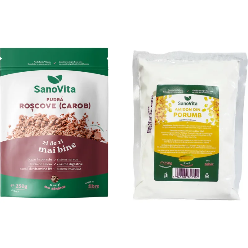 Pachet Pudra de Roscove (Karob) 250g + Amidon din Porumb 250g SANOVITA — preț și oferte