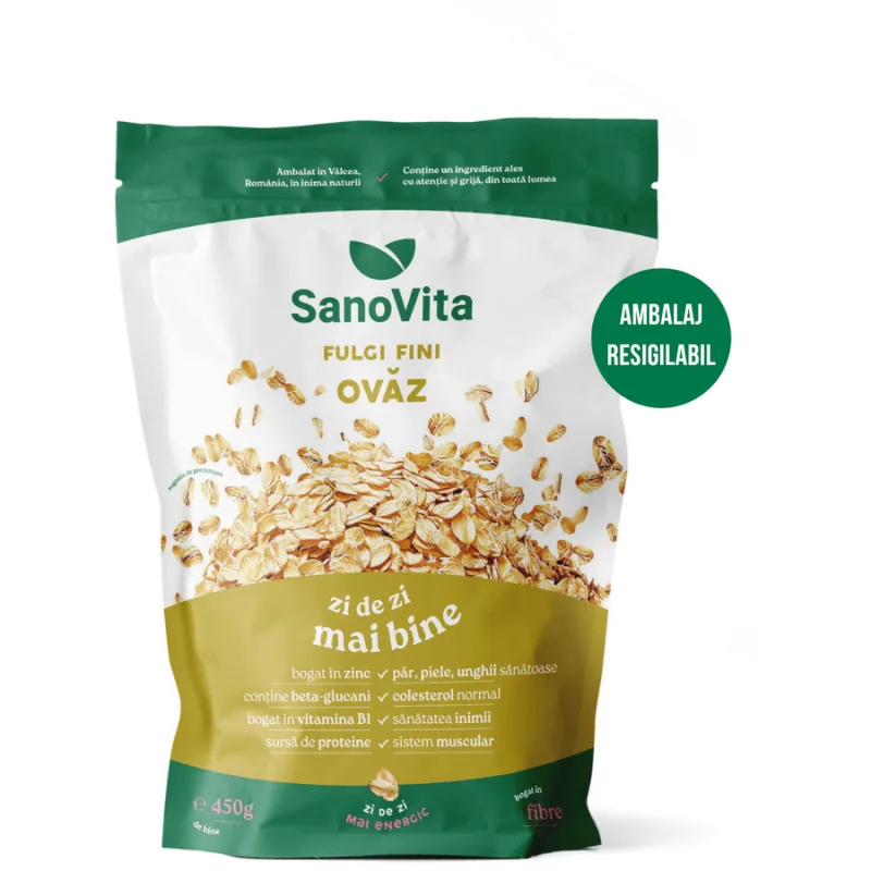 Fulgi de Ovaz Fini 450g SANOVITA — preț și oferte