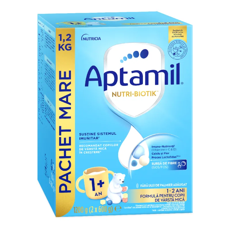 Formula de lapte praf Nutri Biotik 1+, 1-2 ani, 1200 g, Aptamil — preț și oferte