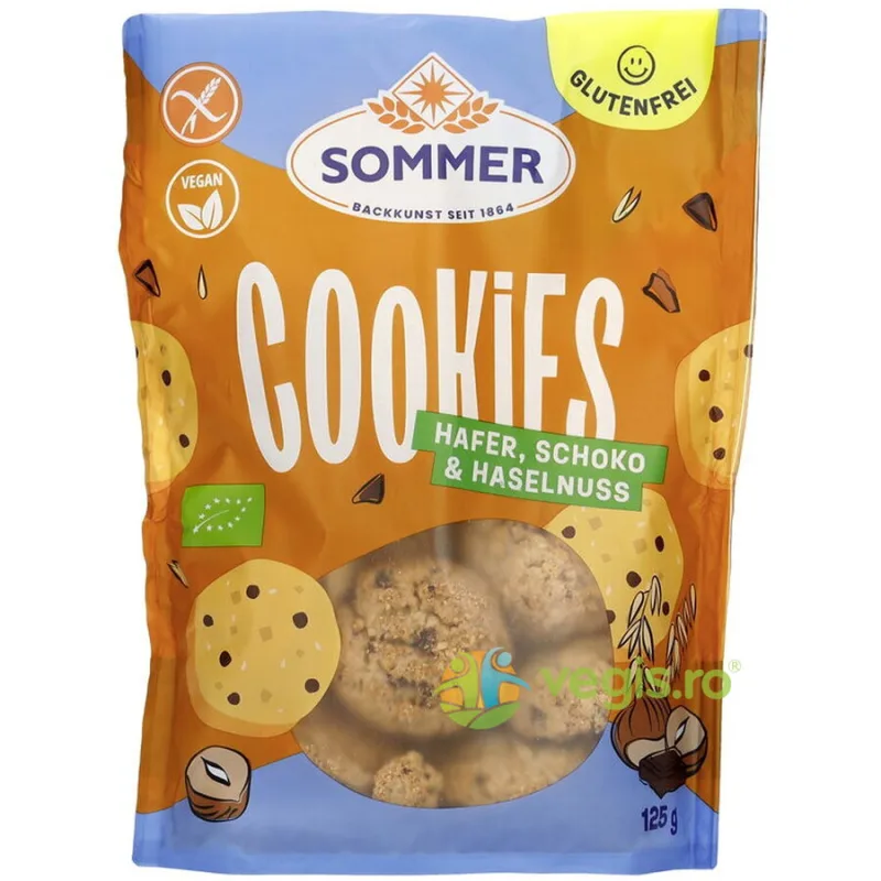 Biscuiti cu Ovaz, Ciocolata si Alune fara Gluten Ecologici/Bio 125g SOMMER — preț și oferte