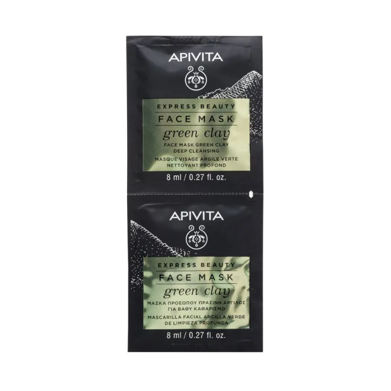 Masca curatare cu argila verde pentru ten gras, 2*8 ml, Apivita — preț și oferte